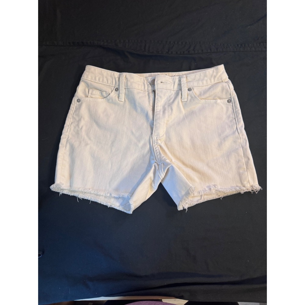 Universal Thread Womens High Rise Midi‎ Denim Shorts Cream Off White Size 0/25R